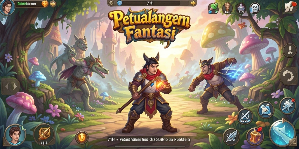 Screenshot utama 71H menampilkan karakter menjelajahi hutan yang menawan.