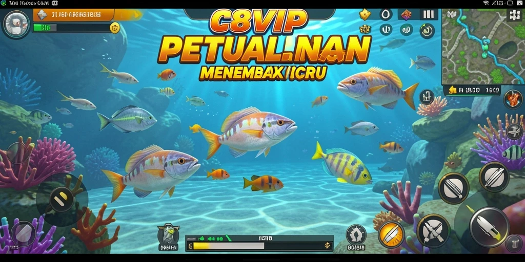 Tampilan gameplay C8VIP yang seru dan penuh aksi menembak ikan.