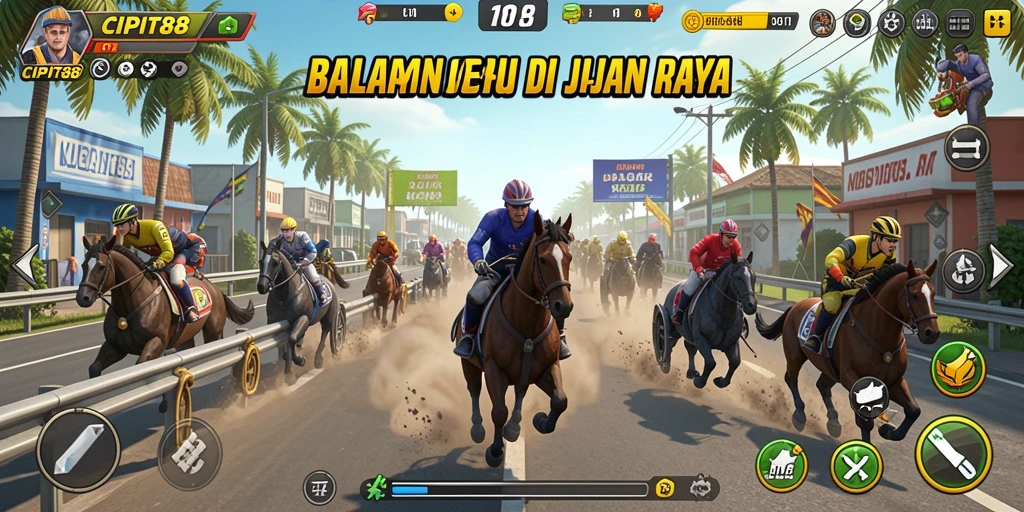 Screenshot menunjukkan aksi balapan seru di CIPIT88 dengan grafis yang menawan.