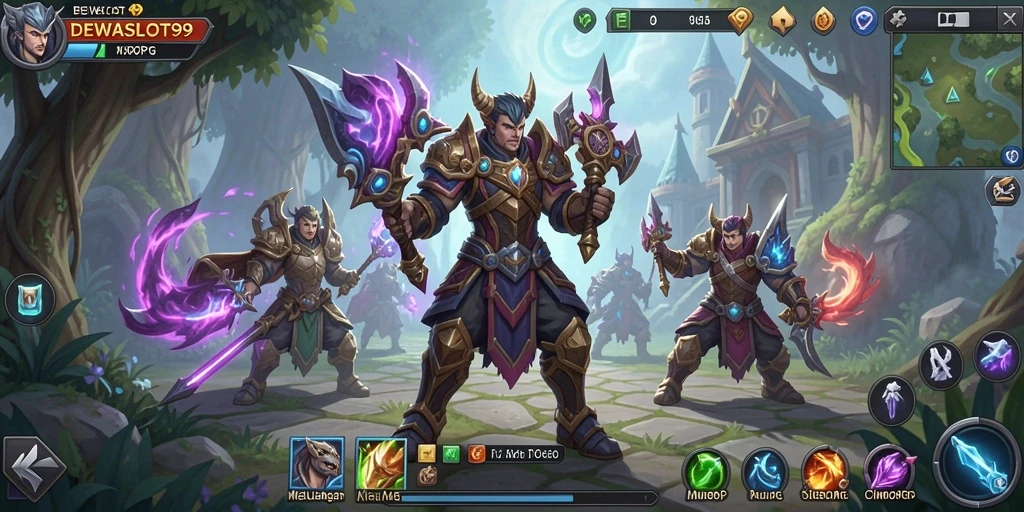 Tampilan gameplay seru di DEWASLOT99 dengan aktivitas MMORPG.