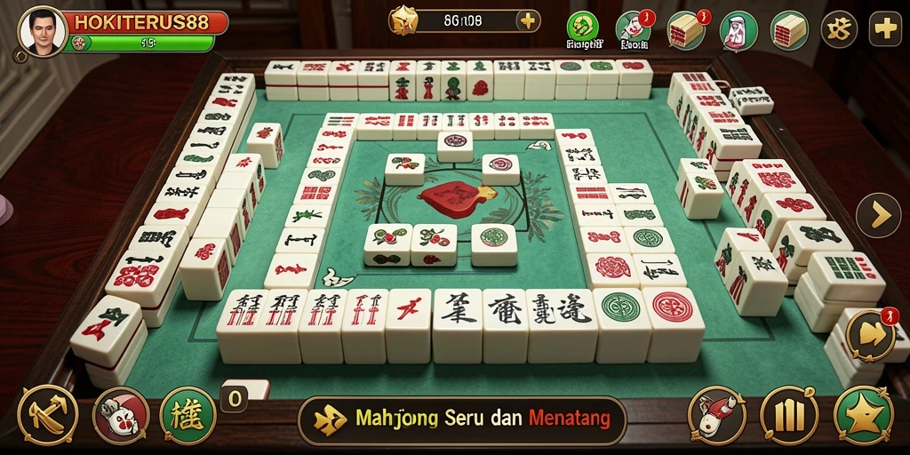 Tampilan gameplay HOKITERUS88 dengan desain mahjong yang menarik.