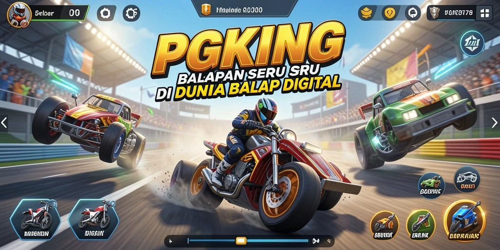 Screenshot PGKING menampilkan aksi balap yang seru dan mendebarkan.