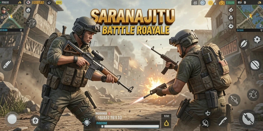 Gameplay seru di SARANAJITU, pertarungan Battle Royale yang menegangkan.