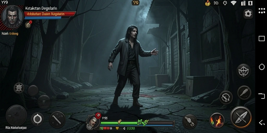 Tangkapan layar Y89 menampilkan suasana mencekam dalam gameplay Horror.